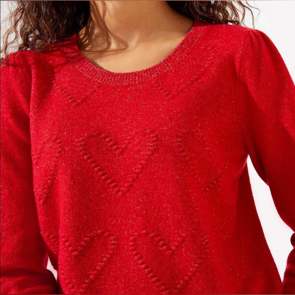 LOFT Red Heart Pattern Sweater